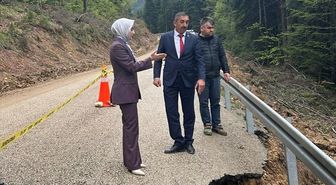 Kastamonu'da heyelan nedeniyle köy yolunun bir bölümü çöktü