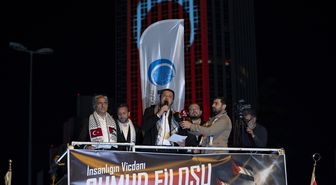 Küresel Sumud Filosu'na saldırı İsrail'in İstanbul Başkonsolosluğu önünde protesto edildi