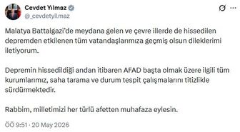Malatya’da 5.6 Büyüklüğünde Deprem: Yetkililerden Geçmiş Olsun Mesajları