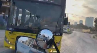 Kartal'da korku dolu anlar: İETT otobüsü kırmızıda geçti, motosikletli son anda durabildi