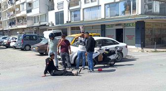 Bisikletli çocuğa çarpmamak için motosikletini devirip yaralandı