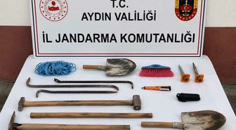 Germencik'teki Magnesia Antik Kenti'nde kaçak kazı yapan 3 kişi suçüstü yakalandı