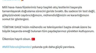 Milli Hava-Hava Füzeleri GÖKDOĞAN ve BOZDOĞAN'ın Atış Testleri Başarıyla Tamamlandı