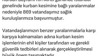 İstanbul İl Sağlık Müdürü Güner: 'Kurban kesimine bağlı 869 vatandaşımız sağlık kuruluşlarımıza başvurmuştur'