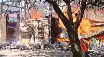 Tokat'ta bir evin müştemilatında yangın çıktı