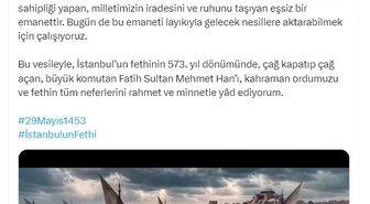 Cevdet Yılmaz, İstanbul'un fethinin 573'üncü yıl dönümünü kutladı