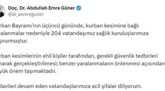 İstanbul İl Sağlık Müdürü Güner: "Kurban Bayramı'nın üçüncü gününde 204 kişi yaralandı"