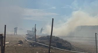 Ayvalık'ta saman deposunda çıkan yangın söndürüldü