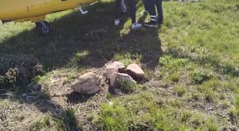 Erzurum'da çiriş otu toplarken kayalıklardan düşen kişi, ambulans helikopterle hastaneye kaldırıldı