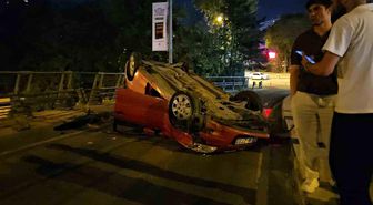 Şişli'de alkollü sürücü yoluna çıkan köpeğe çarpmamak için takla attı