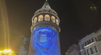 Galata Kulesi'nde Sıfır Atık Haftası nedeniyle ışık gösterisi gerçekleştirildi
