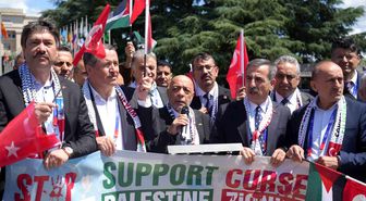 HAK-İŞ'ten Cenevre'de Filistin'e Destek Gösterisi: 'Sessiz Kalanlar Tarih Önünde Hesap Verecek'
