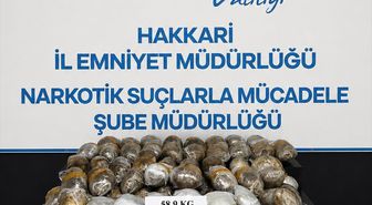 Hakkari'de 58 kilo 900 gram skunk ele geçirildi