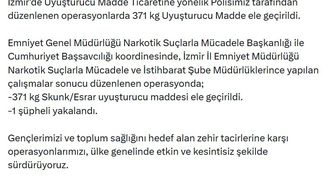 İzmir'de 371 kilogram uyuşturucu ele geçirildi