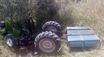 Zeytinliğe devrilen traktörün sürücüsü öldü