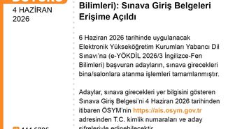 e-YÖKDİL 2026/3 sınava giriş belgeleri erişime açıldı
