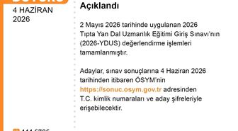 YDUS sonuçları açıklandı