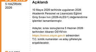 ALES sonuçları açıklandı
