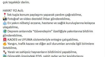 Bakan Çiftçi: HAYAT 112 Acil uygulamasını indiren vatandaş sayısı 552 bin 150'ye ulaştı