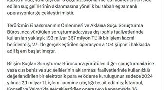 Bakan Gürlek: Yasa dışı bahis operasyonlarında 130 şüpheli hakkında adli işlem başlatıldı