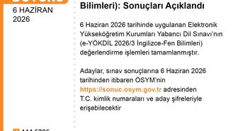 e-YÖKDİL 2026/3 sonuçları açıklandı