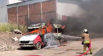 Kahramanmaraş'ta minibüs yangını