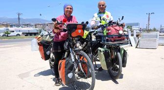 Akdeniz sahillerini pedal çevirerek gezen çift 27 gün sonra Hatay'a ulaştı