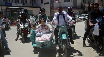 Amasya'da gelin arabasının yerini motosiklet aldı