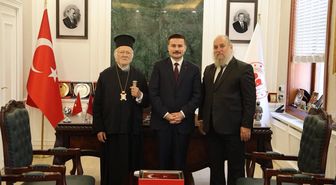 Fener Rum Patriği Bartholomeos, Gökçeada Kaymakamı Acar'ı ziyaret etti