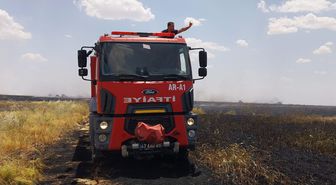 Mardin'de Buğday ve Arpa Ekili Tarlada Yangın