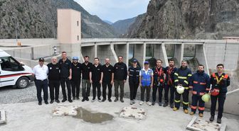 Artvin Barajı'nda yangın tatbikatı gerçekleştirildi