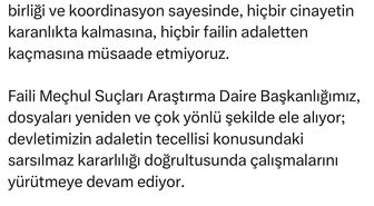Bakan Gürlek: 2021 yılında işlenen Mehmet Şirin Çelik cinayeti aydınlatıldı
