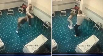 Yurtta kan donduran görüntüler! Küçücük çocuğu tekme tokat dövdü