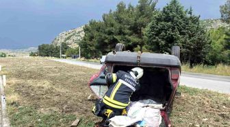 Yoldan çıkan otomobil takla attı: 2 yaralı