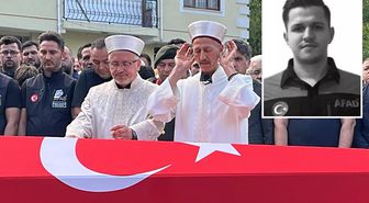 Görevi başında şehit olan AFAD personeli Ömer Faruk Özkan'ı son yolculuğuna babası uğurladı