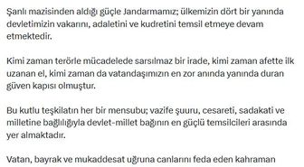 İçişleri Bakanı Çiftçi’den Jandarma’nın 187. Yılına Anlamlı Kutlama Mesajı