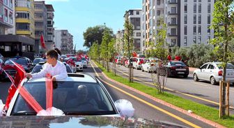 Osmaniye'de 72 öğrenci mezuniyet ve hatim sevincini konvoyla kutladı