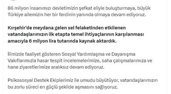 Bakan Göktaş: Kırşehir'deki sel felaketi için ilk etapta 6 milyon lira kaynak aktardık