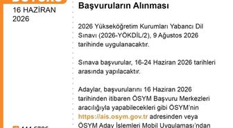 YÖKDİL başvuruları başladı