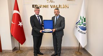 Edirne Valisi Sezer, Litvanya Cumhuriyeti Ankara Büyükelçisi Janukonis'i kabul etti