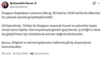 Singapur Başbakanı Wong, Türkiye'ye gelecek