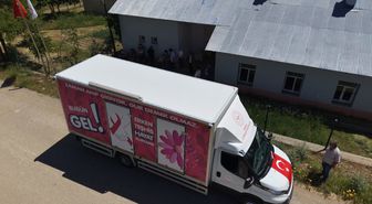 Tunceli'de Mobil Kanser Tarama Aracı erken teşhis için köy yollarında