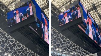 Lionel Messi dev ekranda gösterildi, stadyumda yer yerinden oynadı
