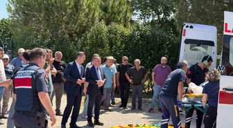 Alaçam'da traktör devrildi: Yaralı sürücü ambulans helikopterle sevk edildi