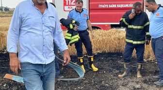İslahiye'de buğday ekili tarlada çıkan yangın söndürüldü