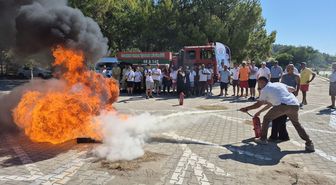 Sarıgerme Plajı'nda yangın tatbikatı