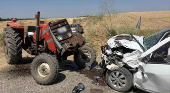 Edirne'de traktör ile otomobil çarpıştı: 2 yaralı