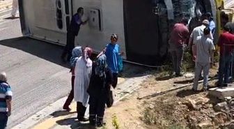 Kontrolden çıkan halk otobüsü devrildi: 1 yaralı