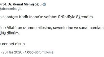 Bakan Memişoğlu'ndan Kadir İnanır için başsağlığı mesajı