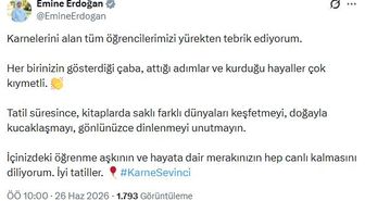 Emine Erdoğan'dan öğrencilere karne mesajı: 'İçinizdeki öğrenme aşkı canlı kalsın'